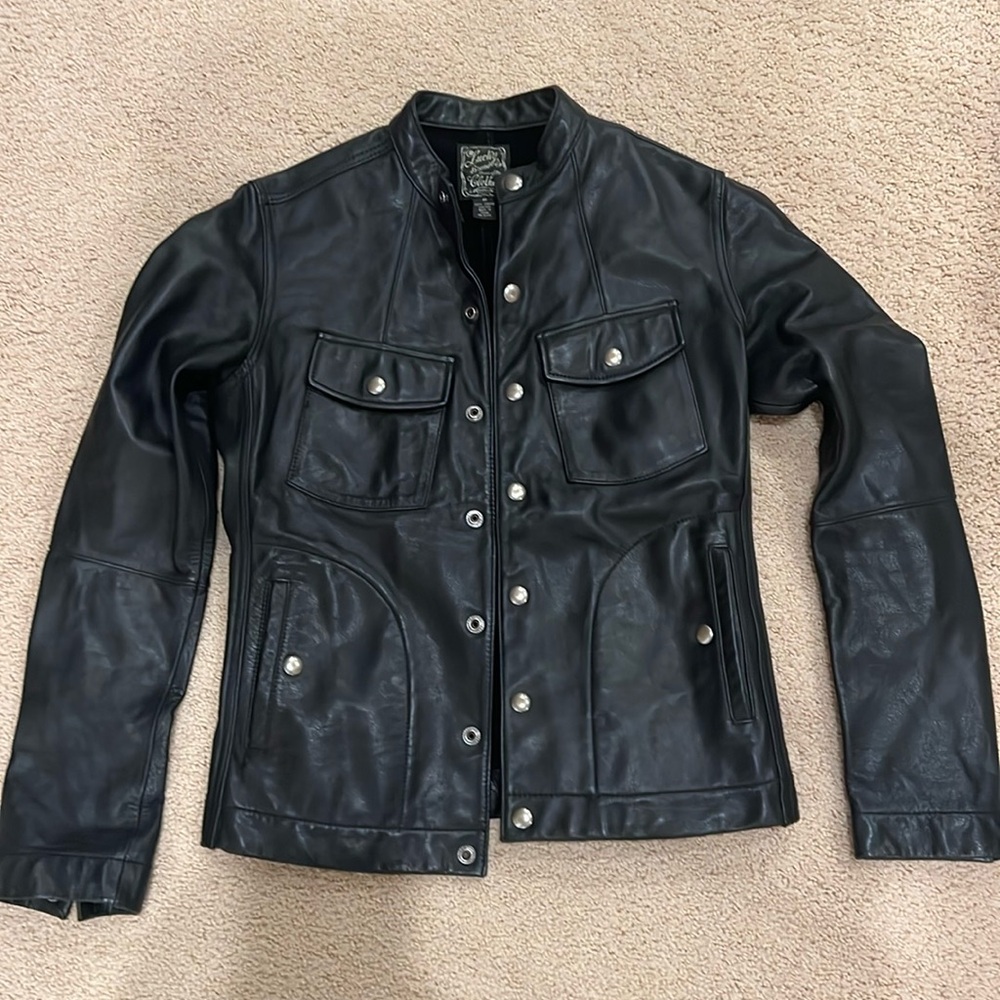 Lucky brand Black 100% genuine leather jacket medium-never worn